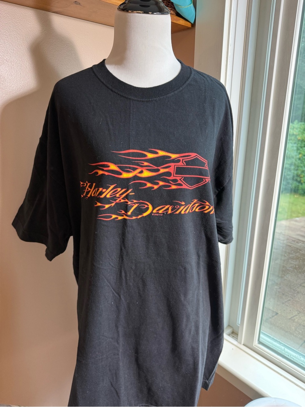 Harley-Davidson Black Tee with Red and Orange Flame Logo